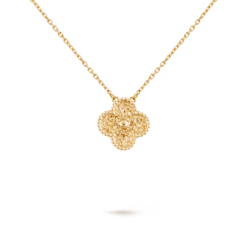 MC Clover Hammered Pendant in 18k Yellow Gold HK Setting