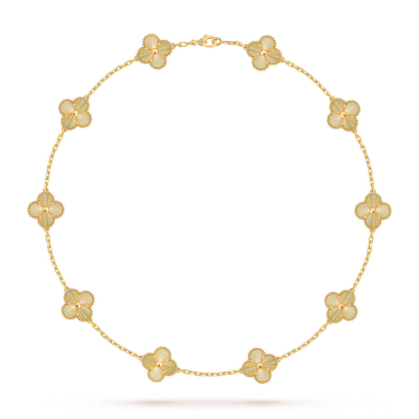 MC Clover 10-motif Guilloche Necklace in 18k Yellow Gold HK Setting