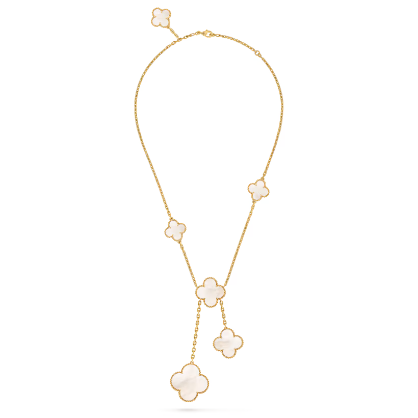 MC Clover White Mother of Pearl 6-motif Necklace in 18k Yellow Gold HK Setting