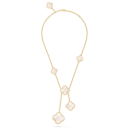 MC Clover White Mother of Pearl 6-motif Necklace in 18k Yellow Gold HK Setting