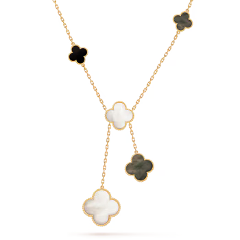 MC CLover White&Grey Mother of Pearl 6-motif Necklace in 18k HK Setting