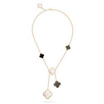MC CLover White&Grey Mother of Pearl 6-motif Necklace in 18k HK Setting