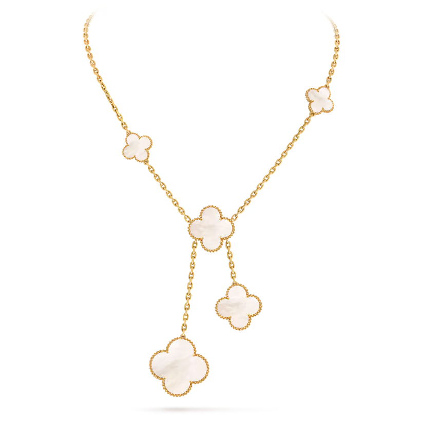MC Clover White Mother of Pearl 6-motif Necklace in 18k Yellow Gold HK Setting