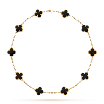 MC Clover Black Onyx 10-motif Necklace in 18k Yellow Gold HK Setting