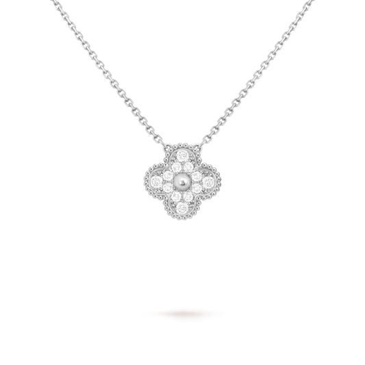 MC Clover PAVE Pendant in 18k White Gold HK Setting