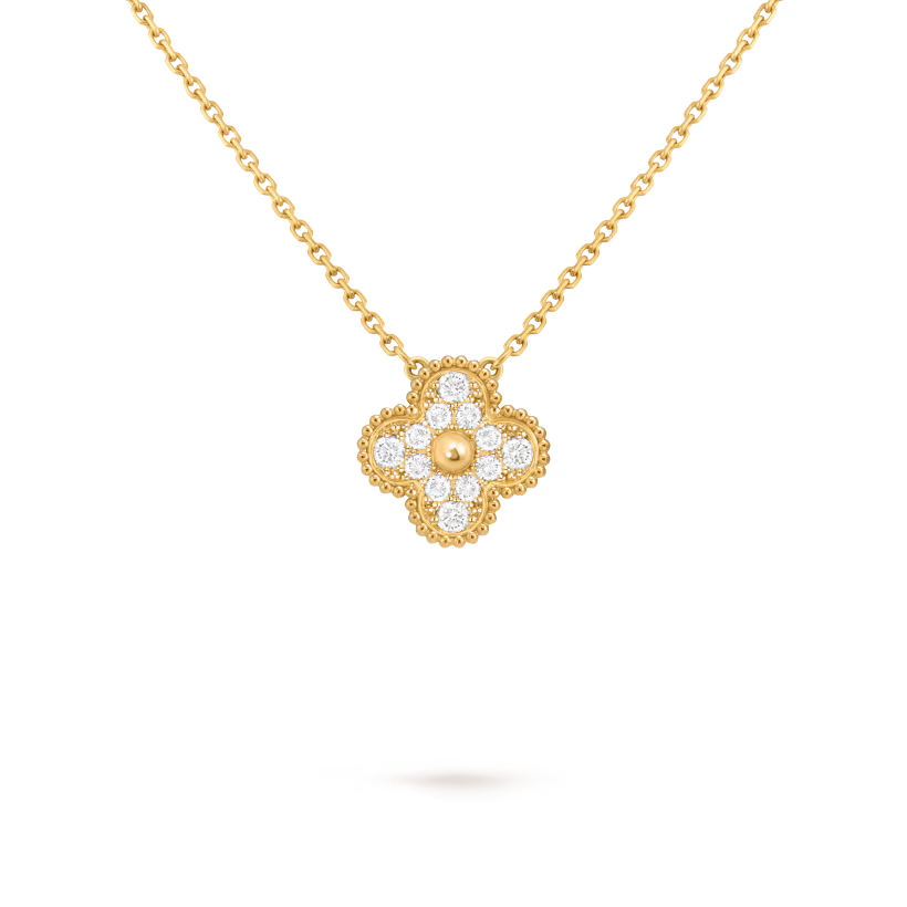 MC Clover PAVE Pendant in 18k White Gold HK Setting