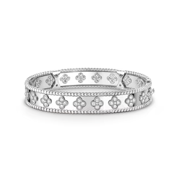 MC Perlée Bangle with Natural Diamonds in 18k White Gold HK Setting