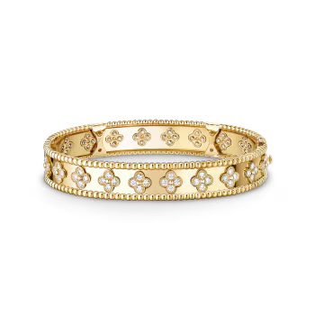 MC Perlée Bangle with Natural Diamonds in 18k Yellow Gold HK Setting