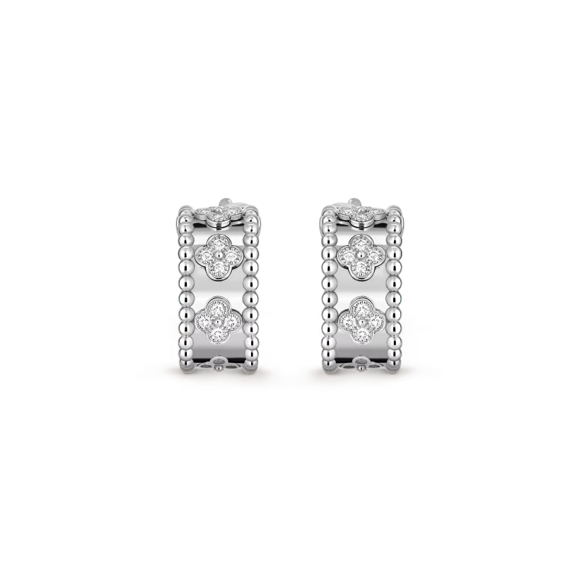 MC Perlée Earrings in 18K White Gold with Natural Diamonds