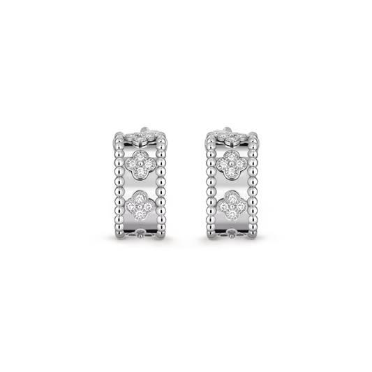 MC Perlée Earrings in 18K White Gold with Natural Diamonds