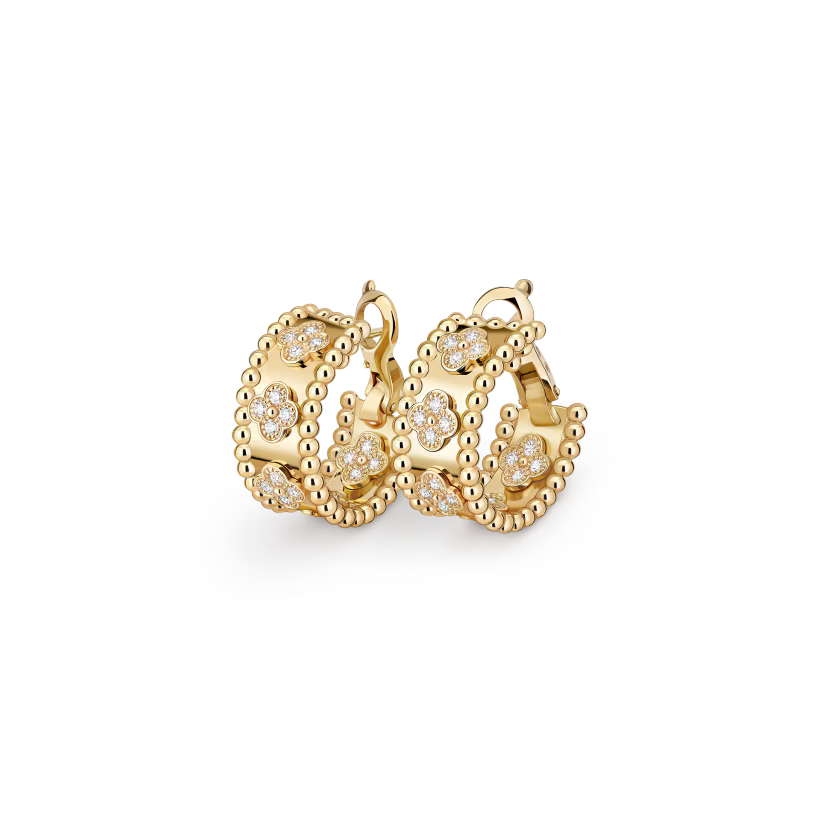 MC Perlée Earrings in 18K Yellow Gold with Natural Diamonds