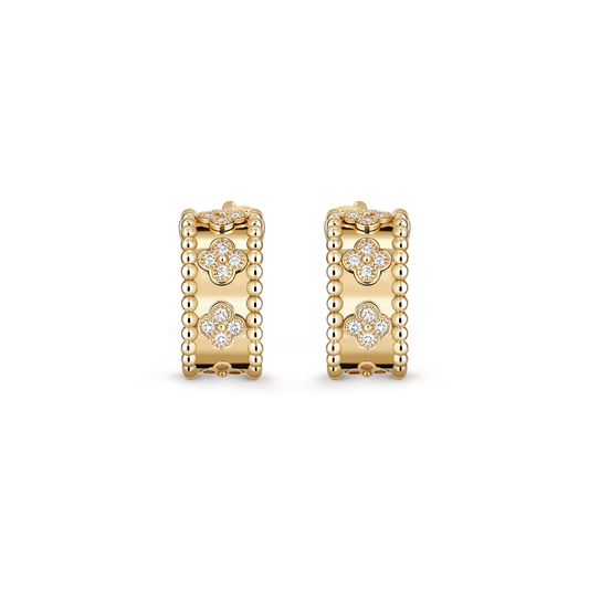 MC Perlée Earrings in 18K Yellow Gold with Natural Diamonds