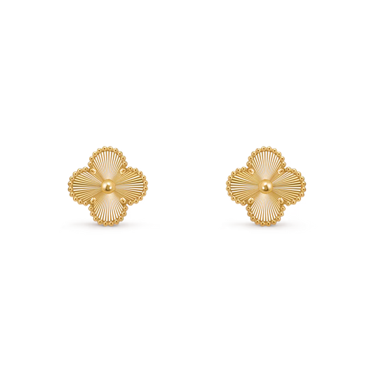 MC Clover Guilloche Earring in 18k HK Setting