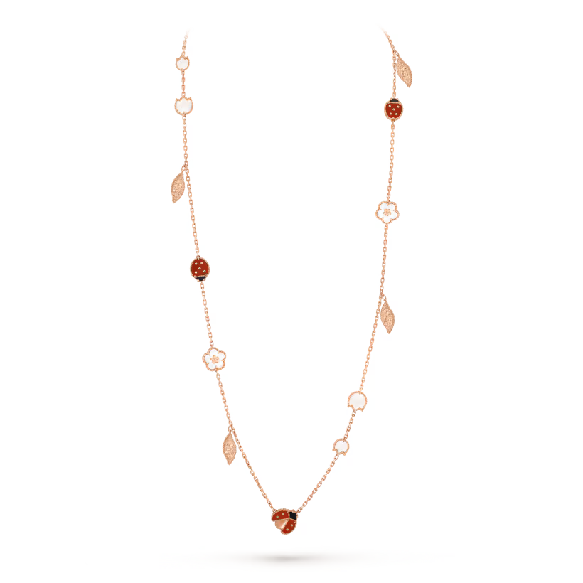 MC Clover Lucky Spring 15-motif Necklace in 18k Rose Gold HK Setting