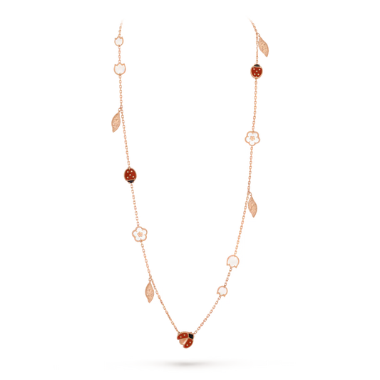 MC Clover Lucky Spring 15-motif Necklace in 18k Rose Gold HK Setting