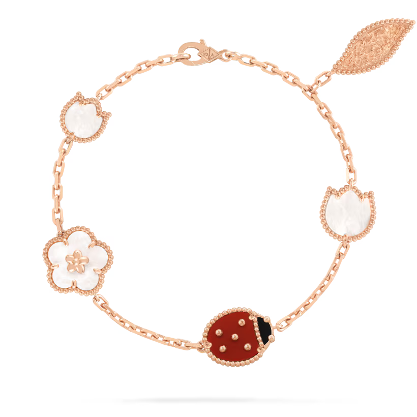 MC Clover Lucky Spring 5-motif Bracelet in 18k Rose Gold HK Setting