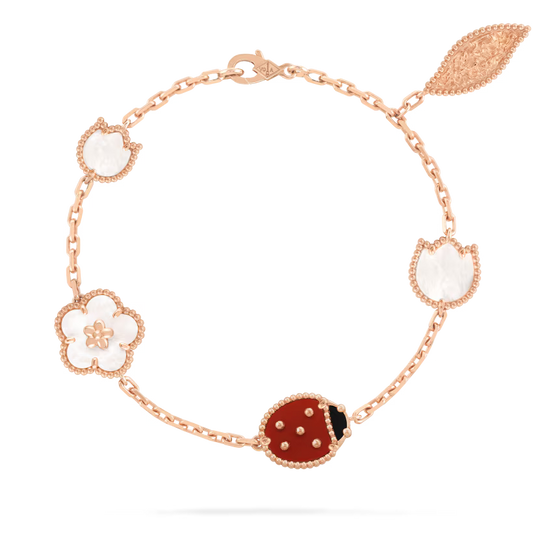 MC Clover Lucky Spring 5-motif Bracelet in 18k Rose Gold HK Setting